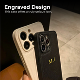 Personalized Textured Leather iPhone Case — Gold Initials